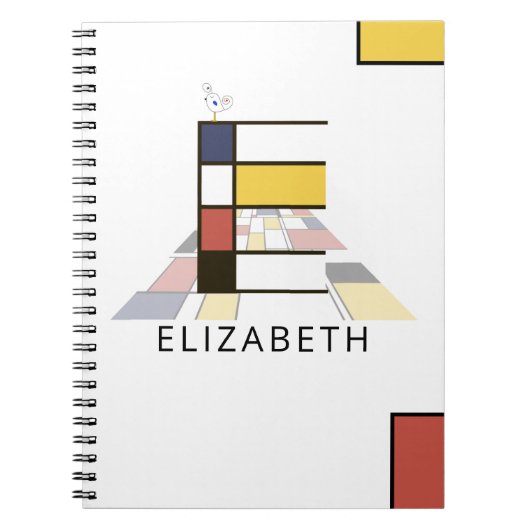 Uniek monogram neoplasticisme Style. Brief E Notitieboek (Voorkant)