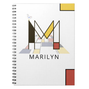 Uniek monogram neoplasticisme Style. Brief M Notitieboek