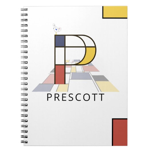 Uniek monogram neoplasticisme Style. Brief P Notitieboek (Voorkant)