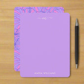 Uniek Monogram Paarse & Roze Bloemen Bedankt Notitiekaartje