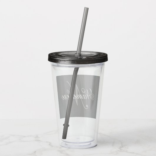 Uniek monogram voor speciale zwart-witnamen acryl drinkbeker (Achterkant)