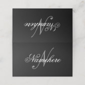 Uniek monogram voor speciale zwart-witnamen afsprakenkaart (Buitenkant ongevouwen)