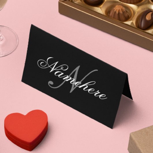 Uniek monogram voor speciale zwart-witnamen afsprakenkaart