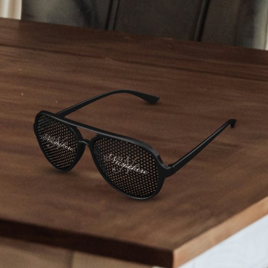 Uniek monogram voor speciale zwart-witnamen aviator zonnebril