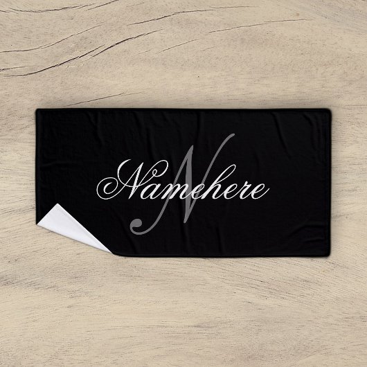 Uniek monogram voor speciale zwart-witnamen badhanddoek