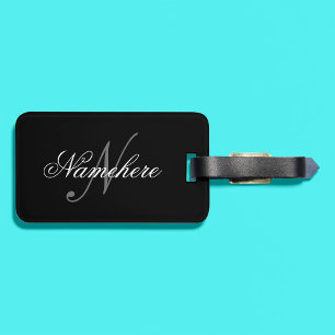 Uniek monogram voor speciale zwart-witnamen bagagelabel