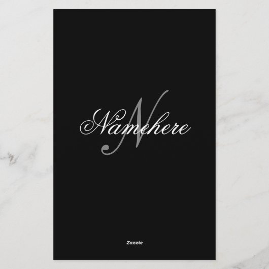 Uniek monogram voor speciale zwart-witnamen briefpapier (Achterkant)