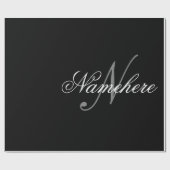Uniek monogram voor speciale zwart-witnamen cadeaupapier (Vlak)