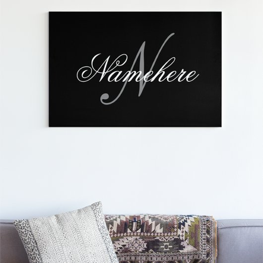 Uniek monogram voor speciale zwart-witnamen canvas afdruk