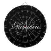 Uniek monogram voor speciale zwart-witnamen dartbord (Voorkant)
