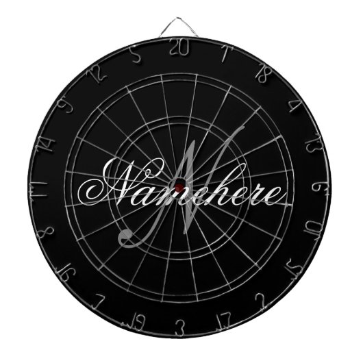 Uniek monogram voor speciale zwart-witnamen dartbord (Voorkant)