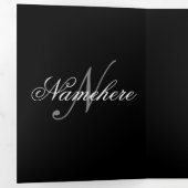 Uniek monogram voor speciale zwart-witnamen drieluik kaart (Binnenzijde eerst)