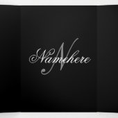 Uniek monogram voor speciale zwart-witnamen drieluik kaart (Binnenkant midden)