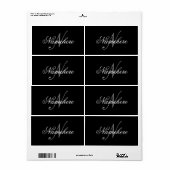 Uniek monogram voor speciale zwart-witnamen etiket (Full Sheet)