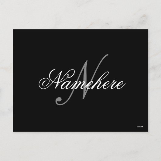 Uniek monogram voor speciale zwart-witnamen feestdagenkaart (Achterkant)