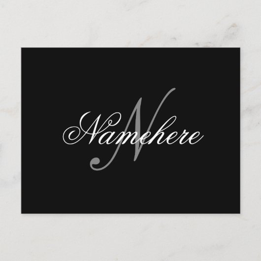 Uniek monogram voor speciale zwart-witnamen feestdagenkaart (Voorkant)