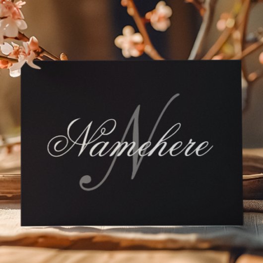 Uniek monogram voor speciale zwart-witnamen feestdagenkaart