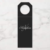 Uniek monogram voor speciale zwart-witnamen flessenhanger (Voorkant)