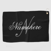 Uniek monogram voor speciale zwart-witnamen golfhanddoek (Horizontaal)