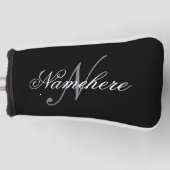 Uniek monogram voor speciale zwart-witnamen golfheadcover (Voorkant)