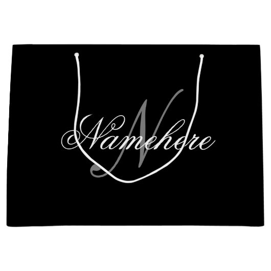 Uniek monogram voor speciale zwart-witnamen groot cadeauzakje (Voorkant)