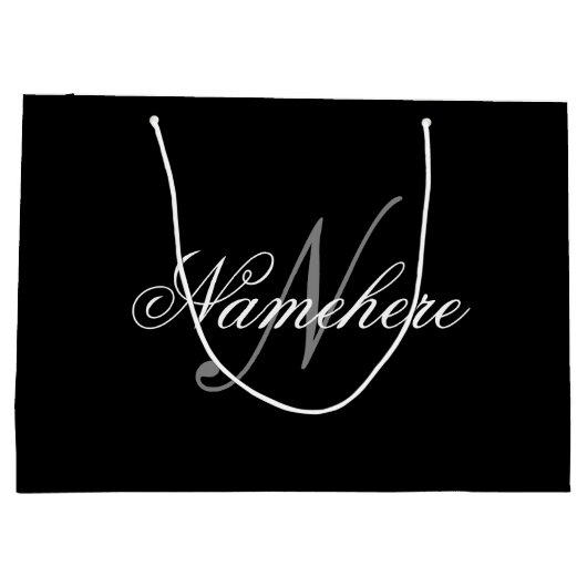 Uniek monogram voor speciale zwart-witnamen groot cadeauzakje (Achterkant)