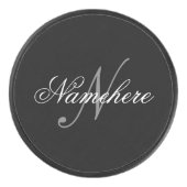 Uniek monogram voor speciale zwart-witnamen hockey puck (Voorkant)