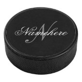 Uniek monogram voor speciale zwart-witnamen hockey puck (3/4)