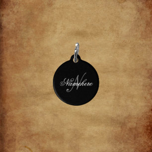 Uniek monogram voor speciale zwart-witnamen huisdierpenning