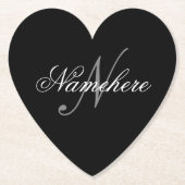 Uniek monogram voor speciale zwart-witnamen kartonnen onderzetters (Voorkant)