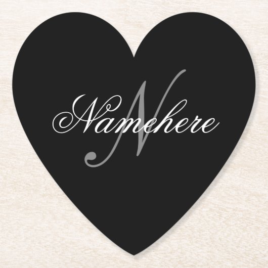 Uniek monogram voor speciale zwart-witnamen kartonnen onderzetters (Voorkant)