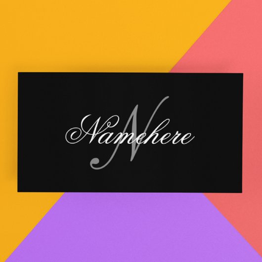 Uniek monogram voor speciale zwart-witnamen kortingskaartje