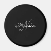 Uniek monogram voor speciale zwart-witnamen magneet (Voorkant)