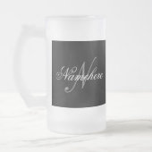 Uniek monogram voor speciale zwart-witnamen matglas bierpul (Links)