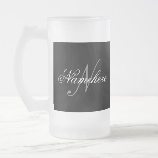 Uniek monogram voor speciale zwart-witnamen matglas bierpul (Links)