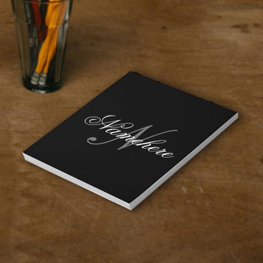 Uniek monogram voor speciale zwart-witnamen notitieblok