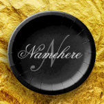 Uniek monogram voor speciale zwart-witnamen papieren bordje<br><div class="desc">Speciaal uniek zwart-wit monogram ontwerp van de Naam voor iedereen.</div>