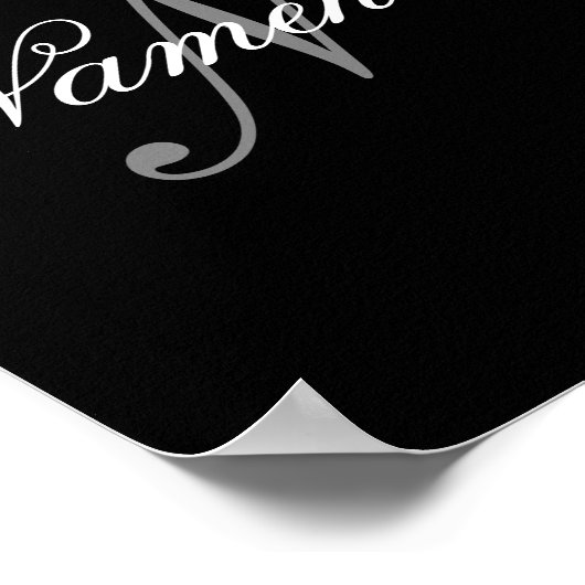 Uniek monogram voor speciale zwart-witnamen poster (Hoek)