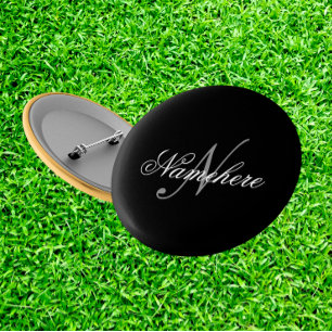 Uniek monogram voor speciale zwart-witnamen ronde button 5,7 cm