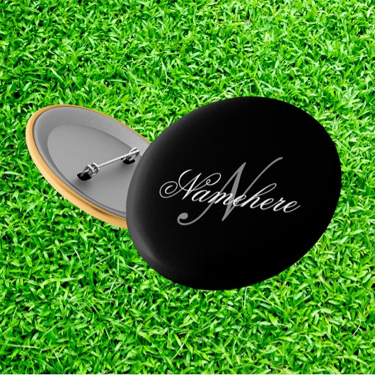 Uniek monogram voor speciale zwart-witnamen ronde button 5,7 cm