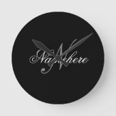 Uniek monogram voor speciale zwart-witnamen ronde klok (Voorkant)