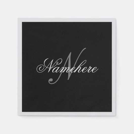 Uniek monogram voor speciale zwart-witnamen servet (Voorkant)