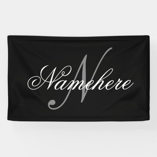 Uniek monogram voor speciale zwart-witnamen spandoek (Horizontaal)
