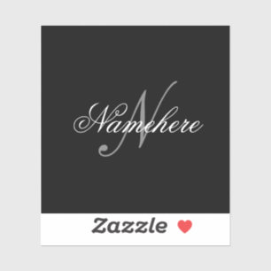 Uniek monogram voor speciale zwart-witnamen sticker