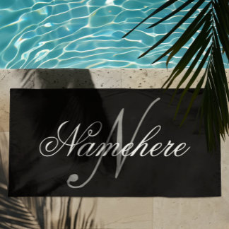 Uniek monogram voor speciale zwart-witnamen strandlaken