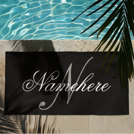 Uniek monogram voor speciale zwart-witnamen strandlaken