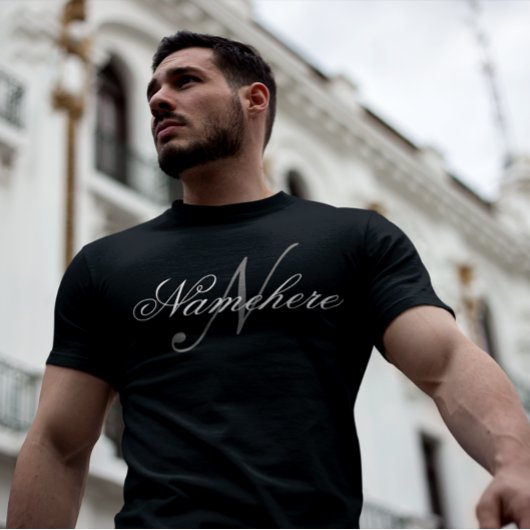 Uniek monogram voor speciale zwart-witnamen t-shirt