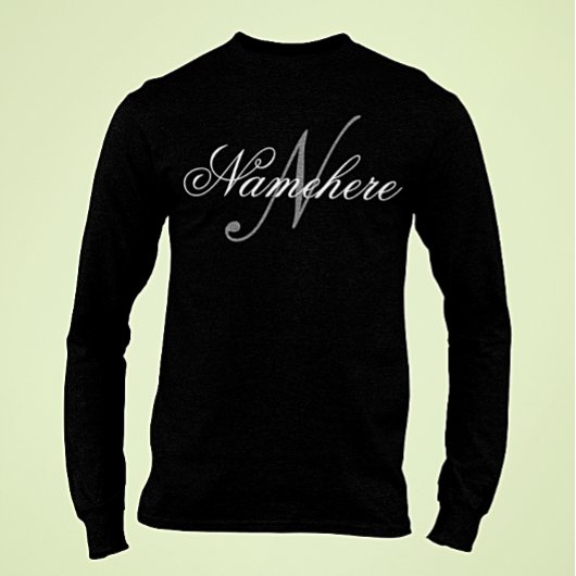 Uniek monogram voor speciale zwart-witnamen t-shirt