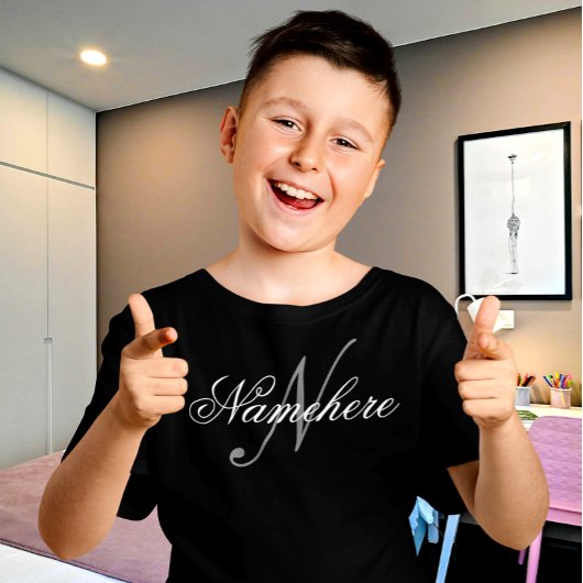 Uniek monogram voor speciale zwart-witnamen t-shirt