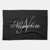 Uniek monogram voor speciale zwart-witnamen theedoek (Horizontaal)